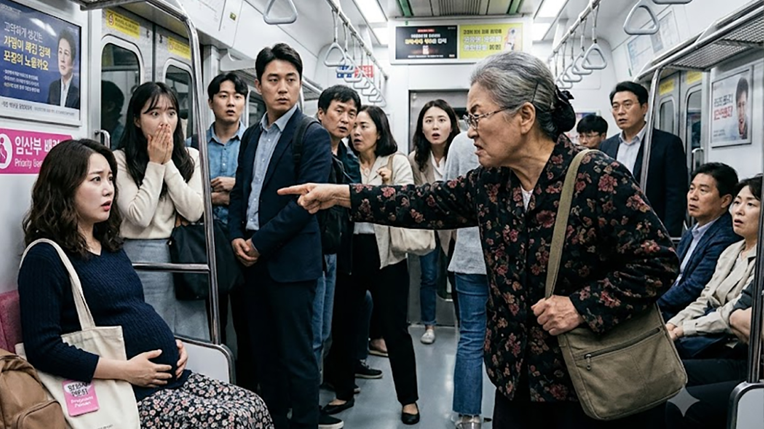 “야, 내가 임신 더 해봤어” 만삭 임산부 쫓아내려 한 지하철 할머니